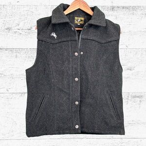 Black Wool-Blend Vest with Western Design